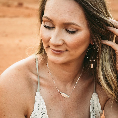 Dainty Sterling Silver Feather Necklace, Boho Layering Necklace
