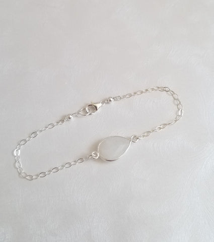 Moonstone Bracelet, Sterling Silver, Minimalist Jewelry