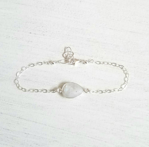 Graduation Gift for Her, Sterling Silver Moonstone Bracelet
