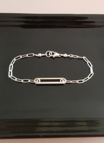 Dainty Paperclip Chain Bracelet, Geometric Bracelet, Sterling SIlver Chain Bracelet