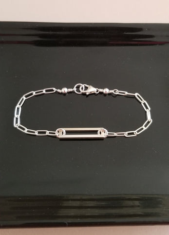 Dainty Paperclip Chain Bracelet, Geometric Bracelet, Sterling SIlver Chain Bracelet