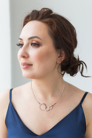 Handmade Three Circles Necklace, Sterling Silver Triple Ring Necklace, Gift for Women