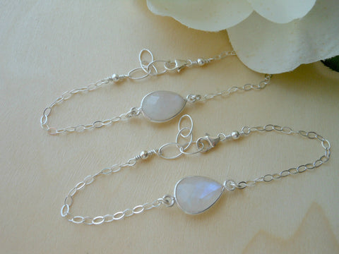 dainty bracelet, thin silver bracelet, moonstone bracelet, layering bracelets, Fabulous Creations Jewelry