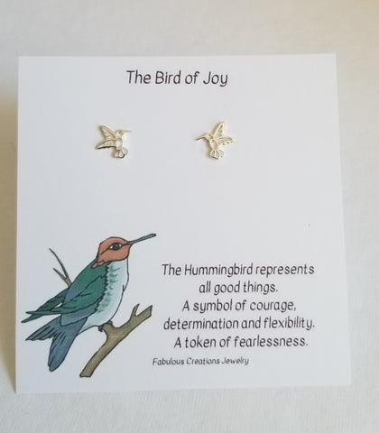 Tiny Sterling Silver Hummingbird Stud Earrings