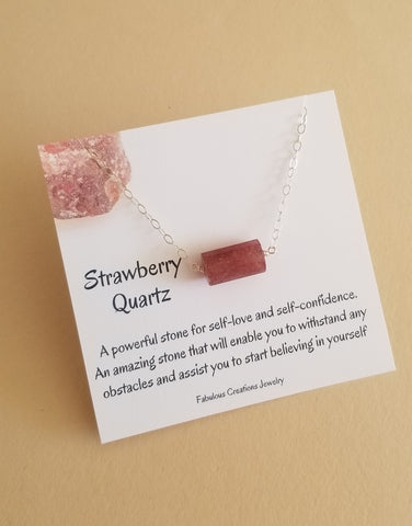 Raw Strawberry Quartz Necklace