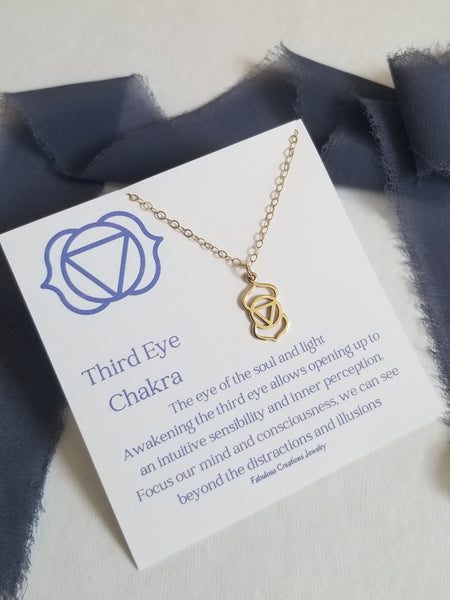 Gold Third Eye Chakra Necklace Spiritual Chakra Jewelry
