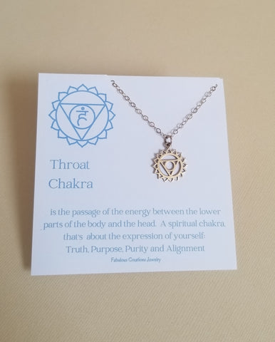 Throat Chakra Necklace, Yoga Jewelry. Throat Chakra Charm Necklace