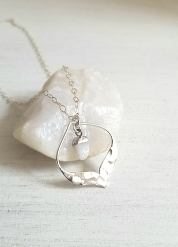 Custom Birthstone Arabesque Pendant Necklace Sterling Silver