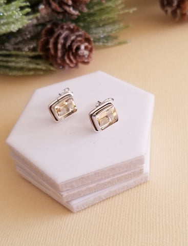 Sterling Silver Citrine Stud Earrings