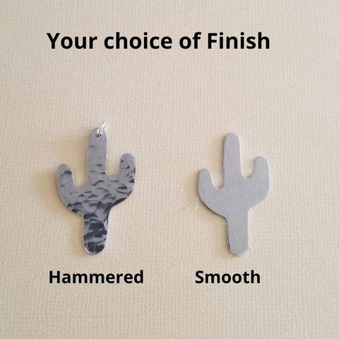 Silver Hammered Cactus Pendant Necklace, Southwestern Style Jewelry