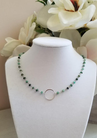 Raw Emerald Eternity Necklace