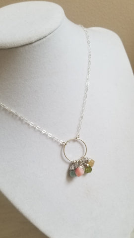 Personalized Mothers Necklace, Birthstone Necklace, Family Circle Necklace