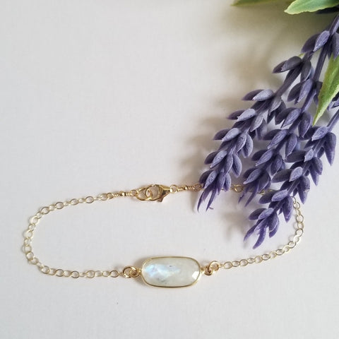 Gold Moonstone Bracelet , Gift for Mom, Mother in Law Gift