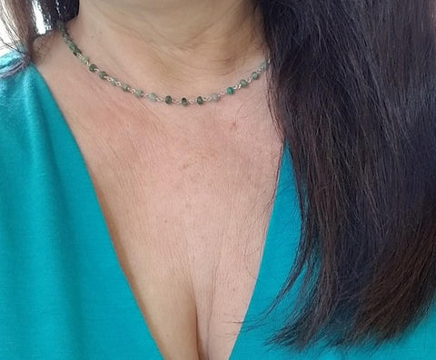 Dainty Beaded Peach Moonstone Choker Necklace