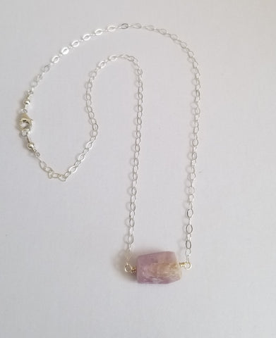 Minimalist Gemstone Necklace, Kunzite Necklace
