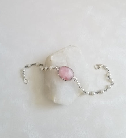 Pink Opal and Pearl Bracelet