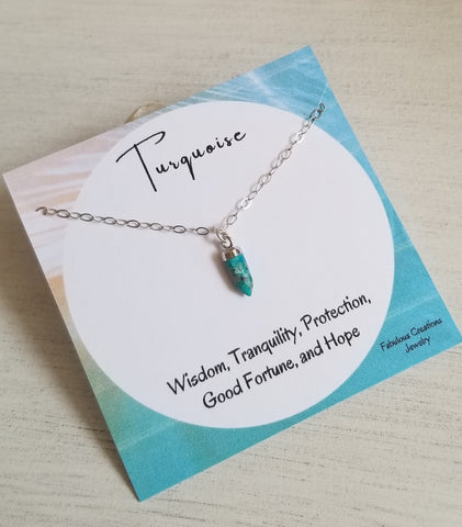 Turquoise Necklace, Layering Necklace, Natural Crystal Jewelry