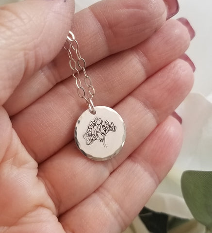 Fressia Flower Charm Necklace in Sterling Silver or Gold Filled