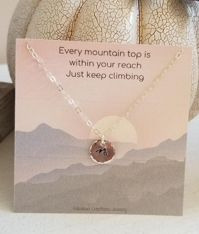 Mountains Charm Necklace, Dainty Disc Necklace