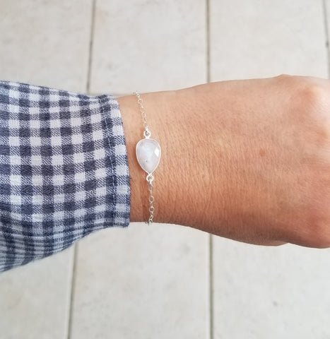 Graduation Gift for Her, Sterling Silver Moonstone Bracelet