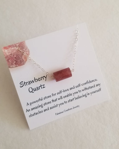 Stone of Self Love Necklace Strawberry Quartz, Crystal Necklace for Women