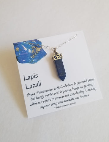 Lapis Lazuli Crystal Point Pendant Necklace