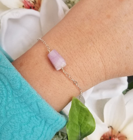 Dainty Kunzite Bracelet, Unique Gift for Her