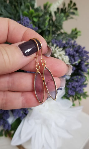 Long Gold Amethyst Dangle Earrings