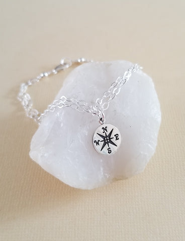 925 Sterling Silver Compass Charm – Traditional Pendant For Graduation, Camping, Hiking