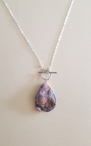 Druzy Necklace, Front Toggle Necklace, Teardrop Druzy Crystal Pendant Necklace, Gift for Her, Boho Necklace, One of a Kind Druzy Necklace