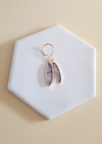 Long Gold Amethyst Dangle Earrings