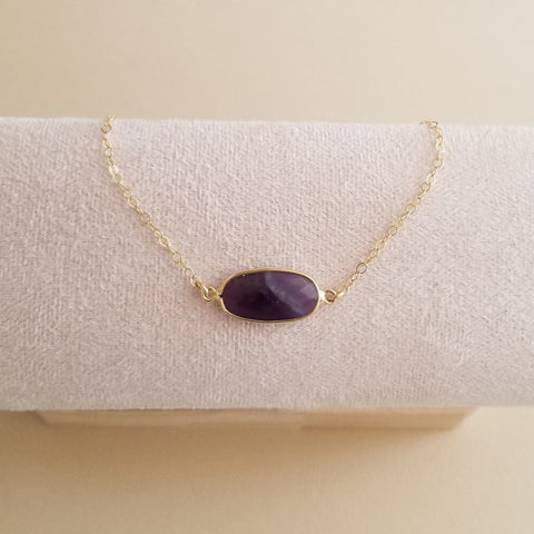 Dainty Gold Amethyst Necklace, Gemstone Necklace