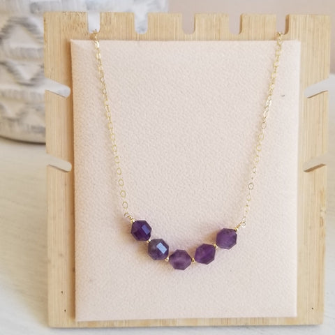 Amethyst Row Necklace in Sterling Silver or Gold Filled