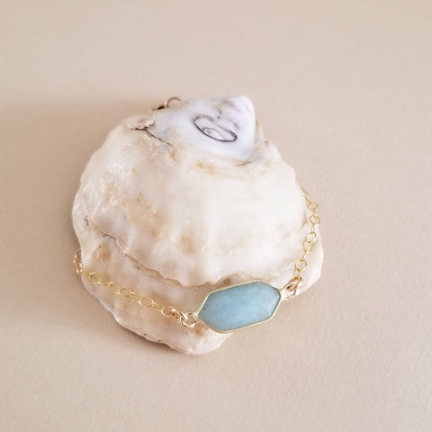 Gold Aquamarine Bracelet, Mother's Day Gift, Gift for Moms