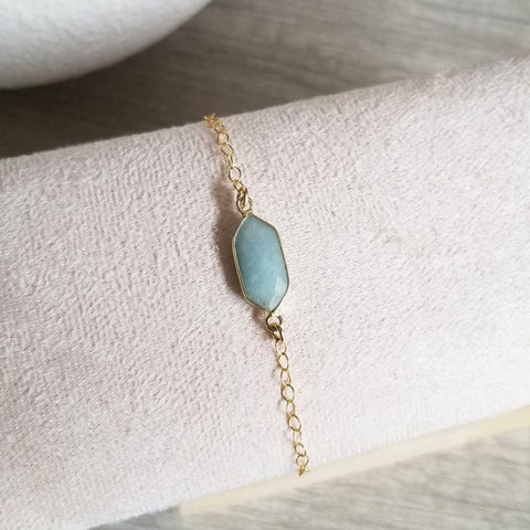 Gold Aquamarine Bracelet, Mother's Day Gift, Gift for Moms