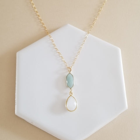 Aquamarine and Moonstone Pendant Necklace