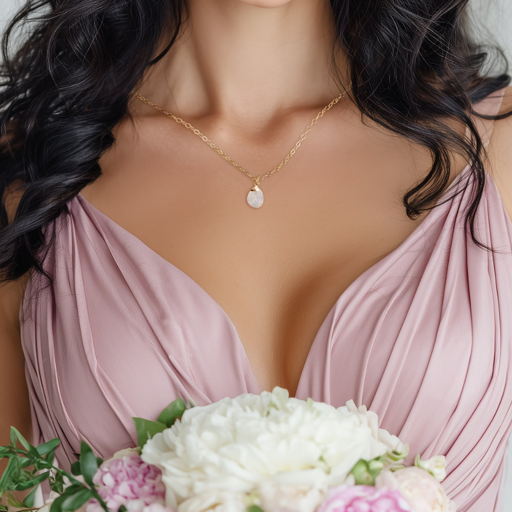 Dainty Gold Moonstone Necklace, Bridesmaid Jewelry Gift