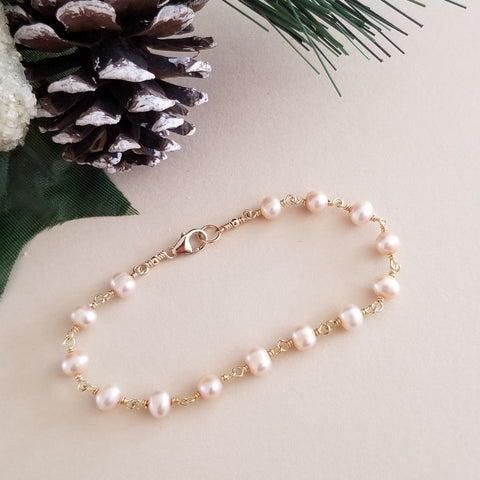 Freshwater Pearl Bracelet, Minimalist Bracelet, Dainty Pearl Bracelet, Pearl Jewelry, Wedding Jewelry, Bridesmaid Gift, Christmas Gift