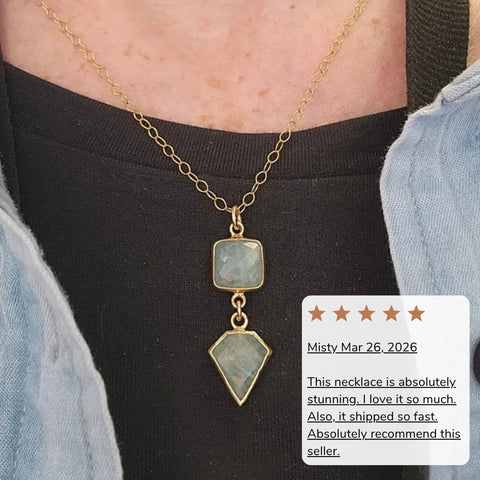 Raw Aquamarine Pendant Necklace, March Birthstone Crystal