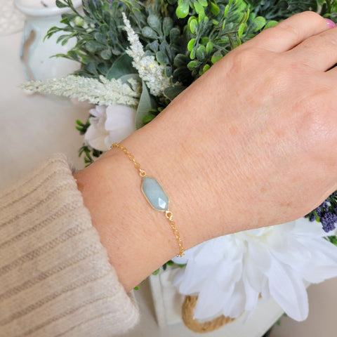 Gold Aquamarine Bracelet, Mother's Day Gift, Gift for Moms