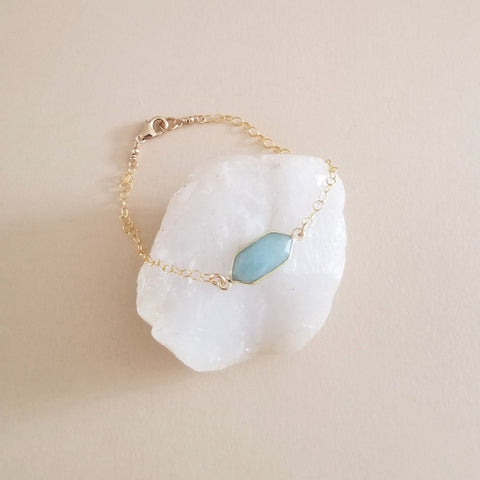 Gold Aquamarine Bracelet, Mother's Day Gift, Gift for Moms