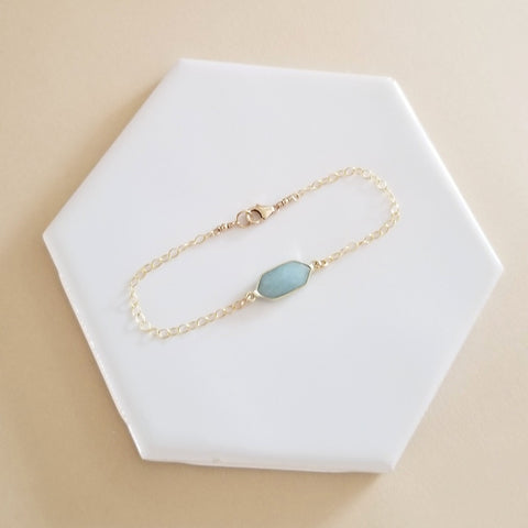 Gold Aquamarine Bracelet, Mother's Day Gift, Gift for Moms