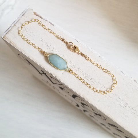 Gold Aquamarine Bracelet, Mother's Day Gift, Gift for Moms