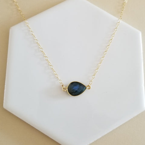 Dainty Gold Labradorite Necklace, Bridesmaid Gift