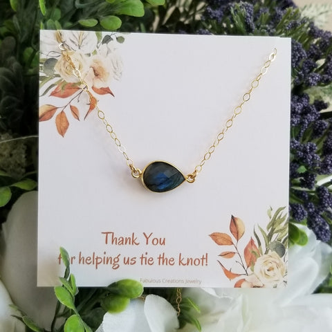 Dainty Gold Labradorite Necklace, Bridesmaid Gift