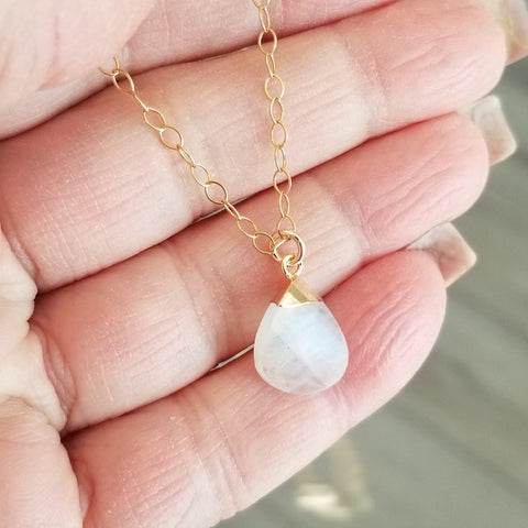 Dainty Gold Moonstone Necklace, Bridesmaid Jewelry Gift