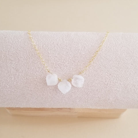 Minimalist Moonstone Necklace, Sterling Silver or Gold Filled