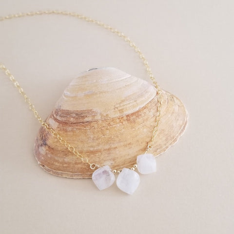 Minimalist Moonstone Necklace, Sterling Silver or Gold Filled