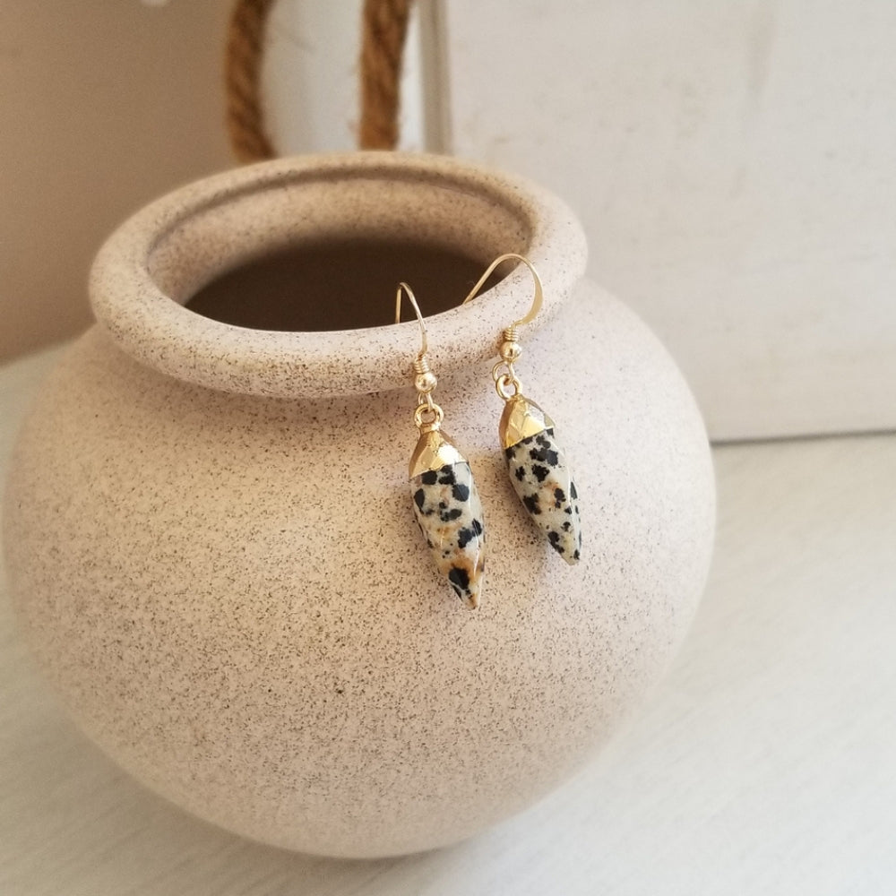 One of a Kind Dalmation Jasper Earrings