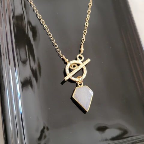 Gold Moonstone Toggle Necklace